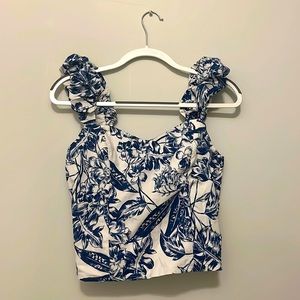 White and Blue Patterned Summer Tank